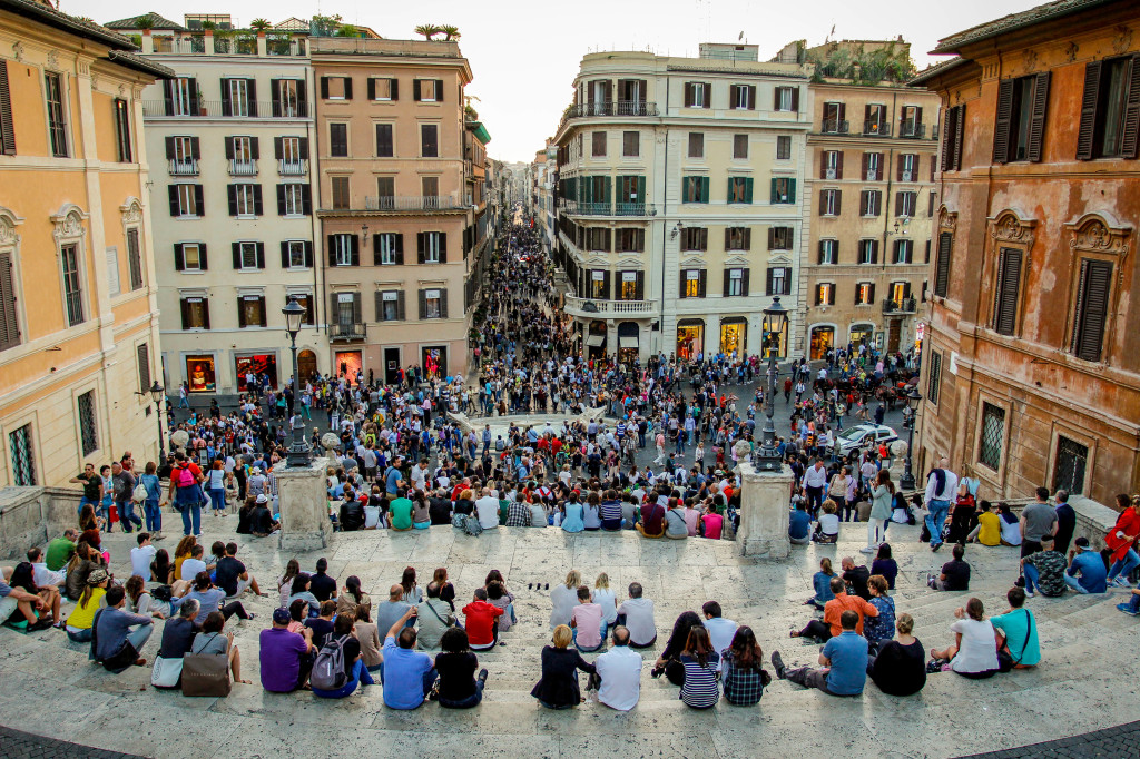 Famous and very busy Spanish Steps - This area is home to many famous designer name brands today.