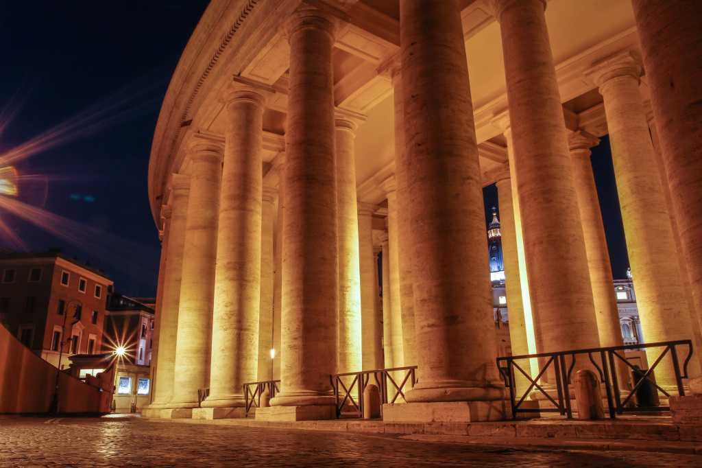 Our walk home at night passing the Vatican & St. Peter's Basillica.  